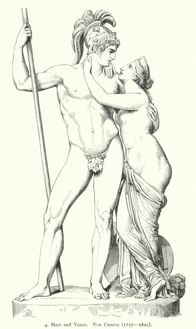 イタリア新古典主義の彫刻家アントニオ・カノーバによる大理石彫刻「火星と金星」（彫刻作品 作： German School