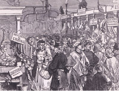 パリの肉市場（Cassells History of the War between France and Germany, published by Cassell and Company Limited, c.1890 (litho) 作： German School