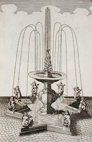 人魚の噴水（ゲオルグ・アンドレアス・ボックラー（1617-85）作「新奇な建築」より、1704年に出版された彫刻版） 作： German School