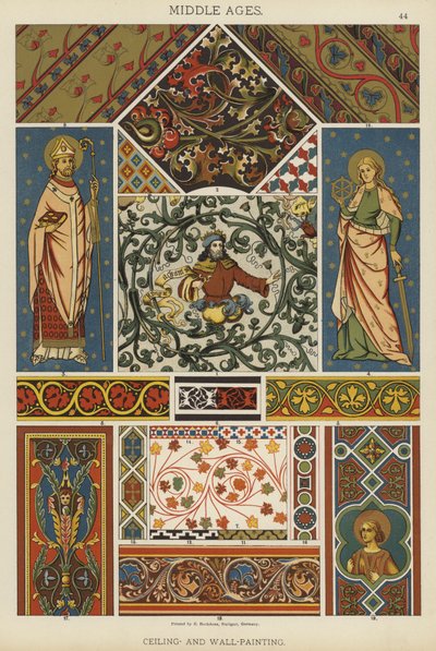 中世、天井画、壁画（カラーリトグラフ 作： German School
