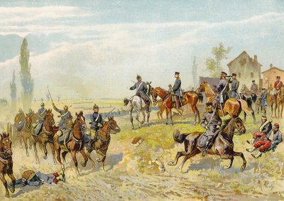 1870年8月18日、普仏戦争、グラヴェロッテへのドイツ第2軍団の到着を待っているモルトケ 作： German School