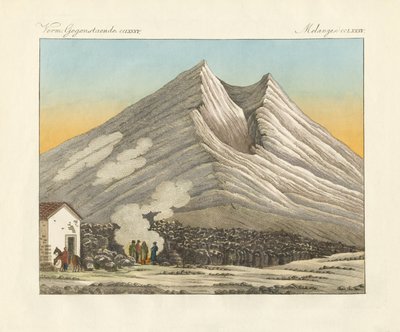 シチリア島のエトナ山（彩色済み彫刻 作： German School