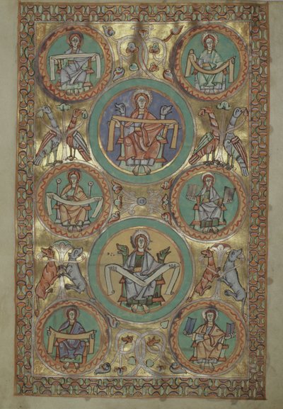ツァルトさん1207 IV、fol.11v聖マタイによるキリストの生涯、プロック大聖堂の伝道所、c.1075 作： German School
