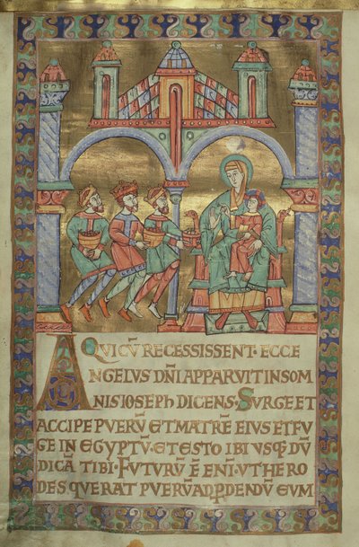 ツァルトさん1207、IV、Fol.V v。マギの礼拝、プロック大聖堂のエヴァンゲリアリウム、c.1075 作： German School
