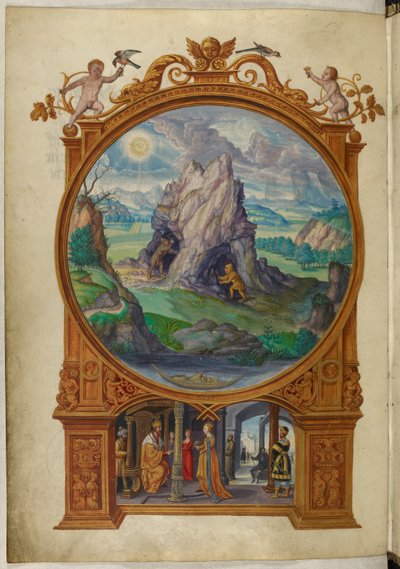 Ms Harley 3469、f.13v 金を探す錬金術師、最初の寓話、サロモン・トリスモシン作「素晴らしきソリス」より 作： German School