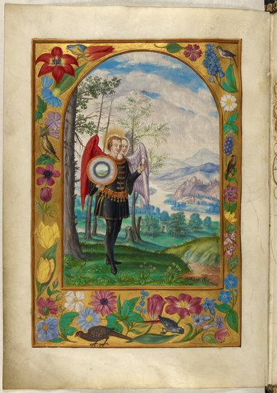 Ms Harley 3469、f.19v サロモン トリスモシン作「素晴らしきソリス」より、双頭の翼のある人物、第 5 の寓話 作： German School