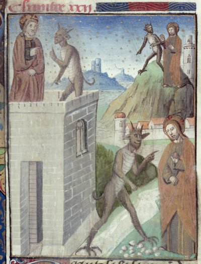 Ms Hunter 36 f.110rザクセンのルドルフによるヴィータクリスティの誘惑の3つのシーンc.1300-7778 作： German School