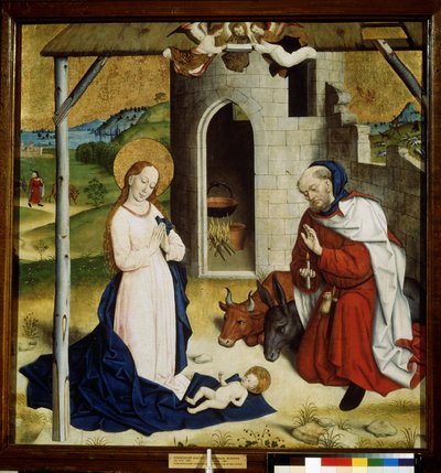 ""Nativite"" (幼子キリストの礼拝) ドイツ学派のジステンパー。 1470-1480 プーシキン美術館、モスクワ 作： German School
