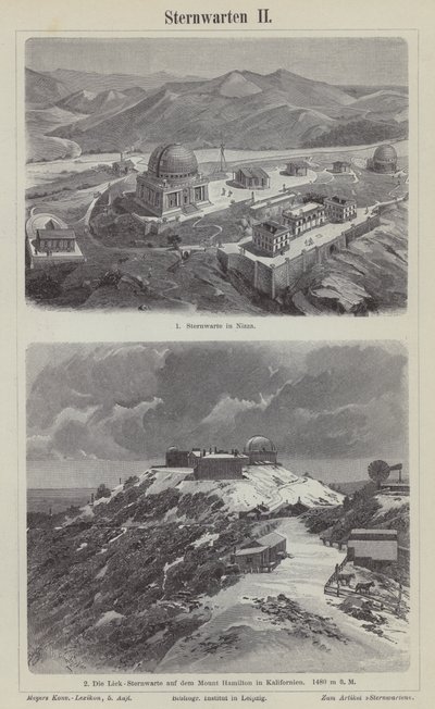 フランス・ニース天文台とアメリカ・カリフォルニア州マウントハミルトンのリック天文台（彫刻作品 作： German School