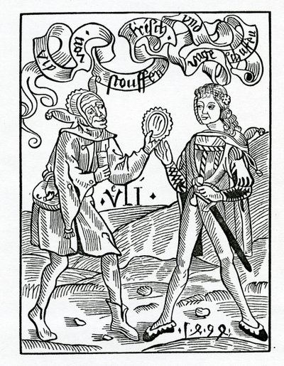 新しい情熱と変装されたGarmentesのうち、1874年に発行された版の「The Ship of Fools」のAlexander Barclayの英語訳のイラスト 作： German School