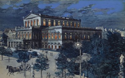オペラハウス、ハノーファー、ドイツ（カラーリトグラフ） 作： German School