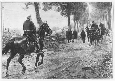 オットー・フォン・ビスマルクとナポレオン3世が1870年9月2日にドンシェリー湖畔で会談したときの様子（エングレービング 作： German School