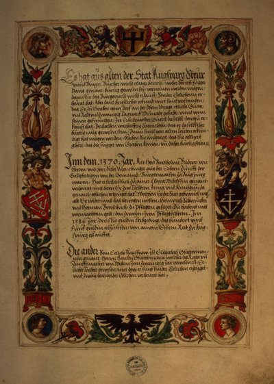 Fuggerファミリーの秘密の名誉書からのページ 作： German School