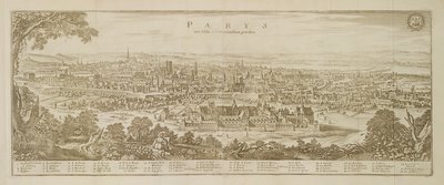 マーティンツァイラー（1589-1661）によるトポグラフィアガリアーからの1620年のパリの全景1655年公開 作： German School