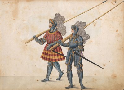 トーナメントのパレード、1640年頃（ペンとインク、水彩とウォッシュ） 作： German School