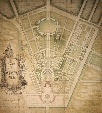 ヴィルヘルムシュタールの設計図（紙にペン、インク、水彩） 作： German School