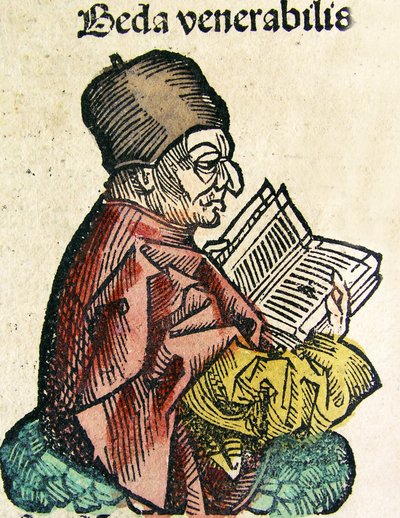 1493年のニュルンベルク年代記に掲載されたBede（673-735）の肖像 作： German School