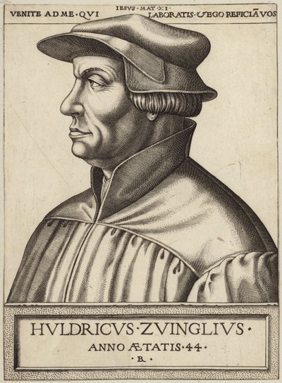 Huldrych Zwingliの肖像 作： German School