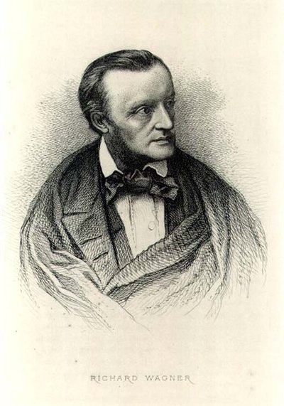 リヒャルト・ワーグナー(1813-83)の肖像 ドイツの作曲家(彫刻) (白黒写真) 作： German School