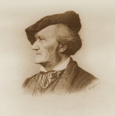 リチャードワグナーの肖像（1813-83）ロバートレイアー（1838-77）によって刻まれたドイツの作曲家（93368も参照） 作： German School
