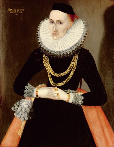 若い女性の肖像画、1608 作： German School