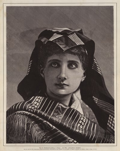 女性の肖像」（ドイツ・ライプツィヒのアーツ・アンド・クラフツ展で受賞した木版画 作： German School