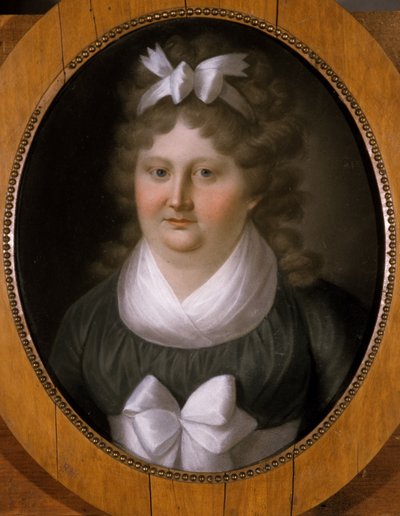 彼女の髪にリボンを持つ女性の肖像画 作： German School