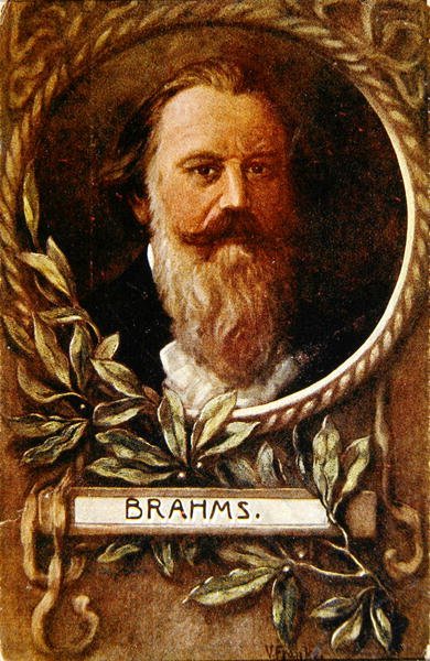 ヨハネス・ブラームス（1833-97）を描いたポストカード 1910年頃（カラーリトグラフ） 作： German School