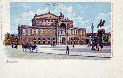 ゼンパーオペラハウスを描いたポストカード、ドレスデン、1900年頃 作： German School