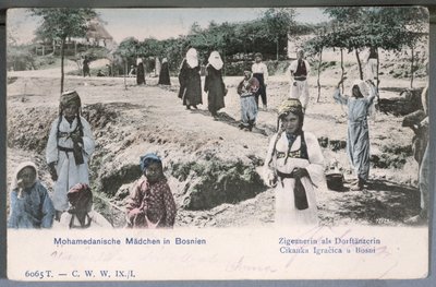 ボスニアのイスラム教徒の若い女性を描いた絵葉書、1904年 作： German School