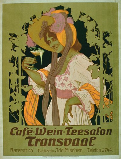Transvaal a Coffee、Wine and Tea Salonの広告ポスター 作： German School