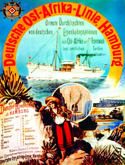 ドイツ東アフリカラインの広告ポスター、ハンブルク、1895 作： German School