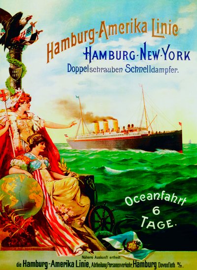 ハンブルクアメリカンラインの広告ポスター、1897年 作： German School
