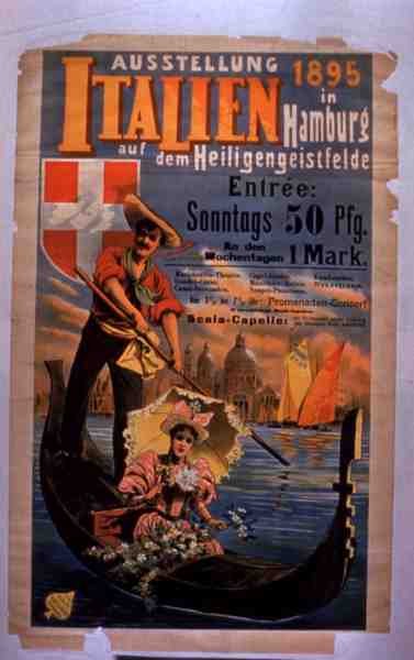 ハンブルクのイタリア展」の宣伝ポスター 作： German School