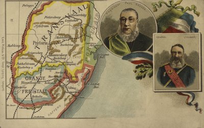 ポールクルーガー大統領、ピエトジュベール将軍、およびトランスバールとオレンジの自由国家の地図 作： German School