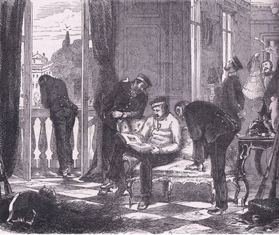 パリ近郊の別荘を占拠するプロイセン人（Cassells History of the War between France and Germany, published by Cassell and Company Limited, c.1890）（リトグラフ版 作： German School
