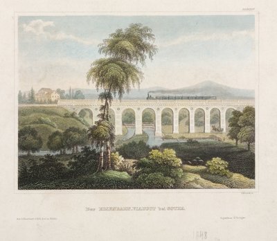 B.メットゼロスによって彫刻されたゴータの高架橋、1848年 作： German School