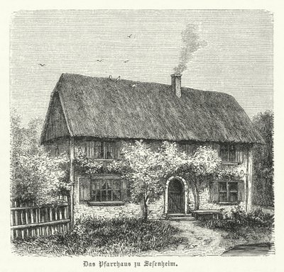 ヨハンヴォルフガングゲーテが1770年から1771年にストラスブール大学で学んだときに恋愛をしたフリードリケブライオンの本拠地、セッセンハイムのレクトリー。 作： German School