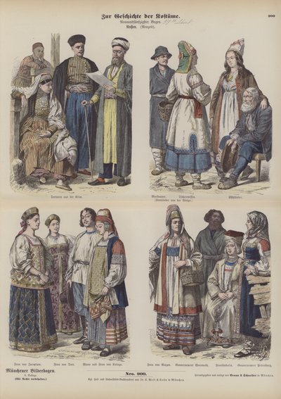 ロシアの衣装、19世紀後半（彩色済み彫刻 作： German School