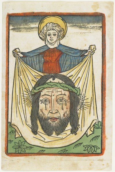 セントベロニカとスダリウム、c.1475（手塗りの木版画） 作： German School