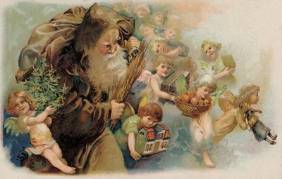 サンタクロース、ファーザー・クリスマス（カラーリトグラフ） 作： German School