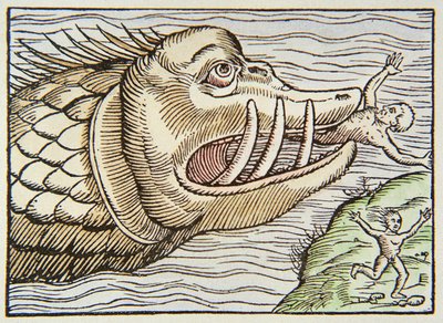 海の怪物が人間の犠牲者を食べる 作： German School