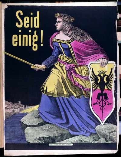 Seid Einig！、ドイツの愛国心が強いポスター、c.1870 作： German School