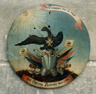 プロイセンの将校の盾、1764年（塗装木材） 作： German School