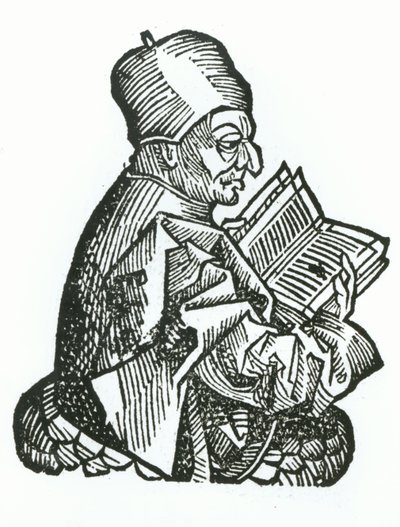 Hartmannskull（1440-1514）1493による「Liber Chronicarum」からの聖ベデ（673-735） 作： German School