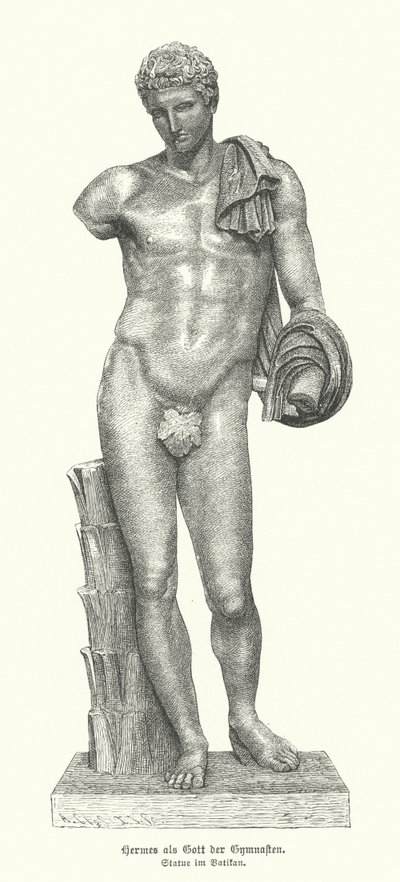 体操選手の神としての古代ギリシャの神ヘルメスの像（彫像 作： German School