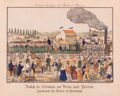 ベルリンとポツダムの間の蒸気鉄道、ノイルピナービルダーボーゲン、1840年頃 作： German School