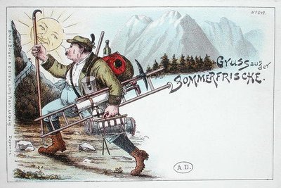 夏休みの絵葉書 19世紀末から20世紀初頭 カラーリトグラフ 作： German School