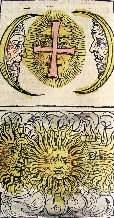 太陽の犬と月の犬、ニュルンベルク年代記、1493年に公開 作： German School