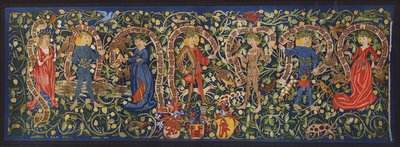 妖精を描いたタペストリー、バーゼル、1490年頃（カラーリトグラフ） 作： German School